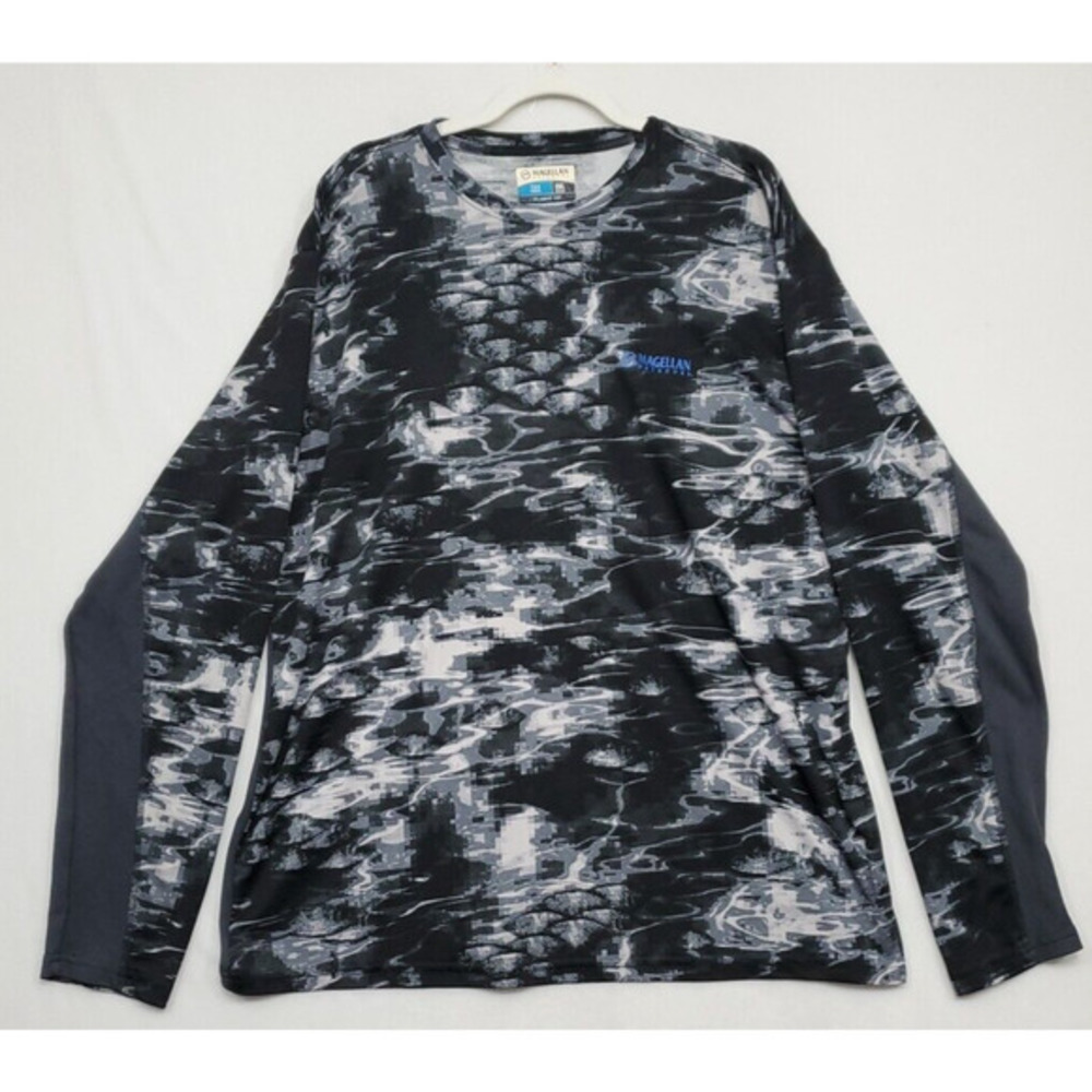 Magellan Outdoor Fish Gear Shirt Black Camo Men 2XL Classic Fit Long Sleeve‎